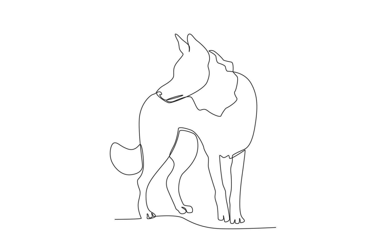 Single one line drawing of a wolf. Continuous line draw design graphic vector illustration.
