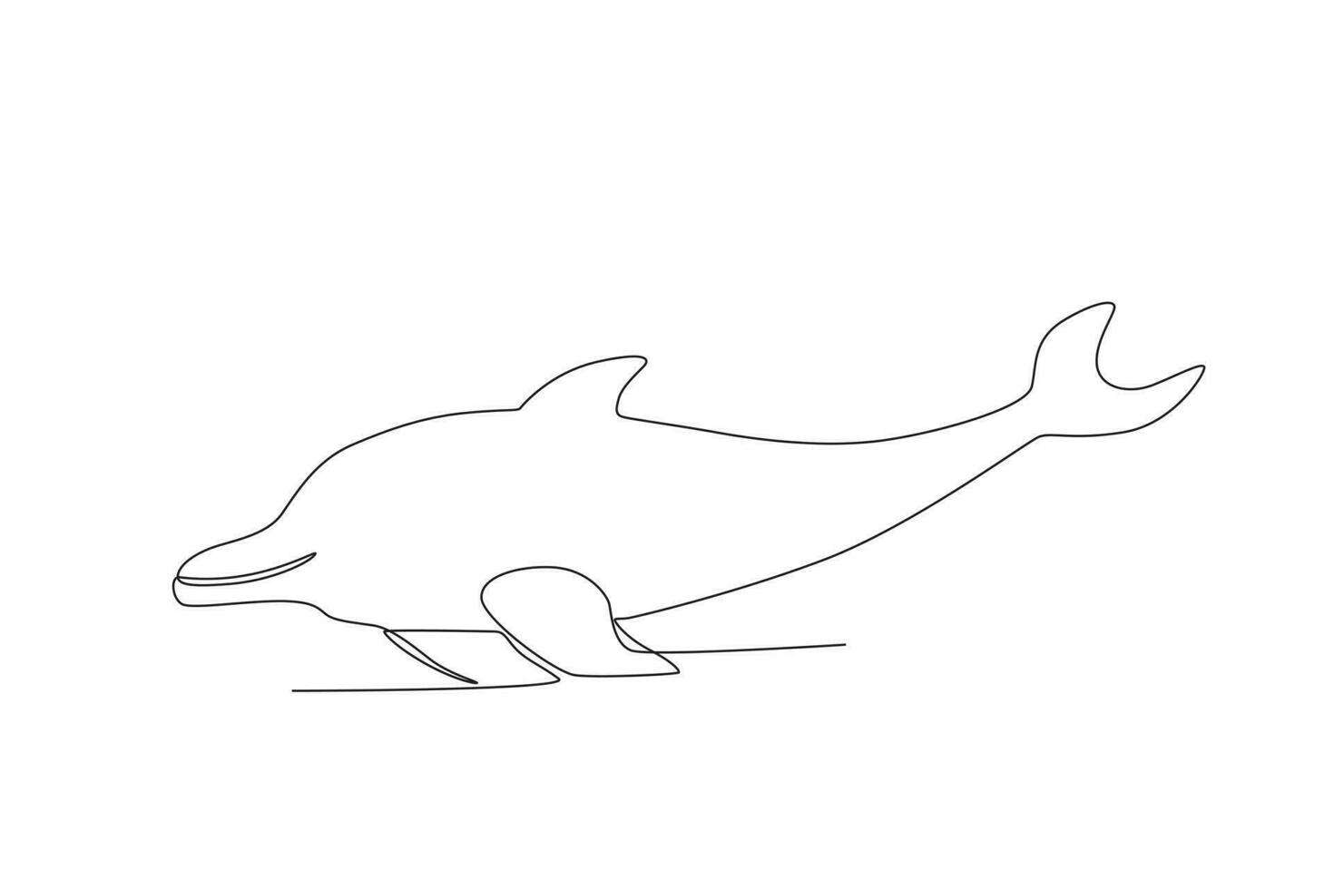 Single one line drawing of a dolphin. Continuous line draw design graphic vector illustration.