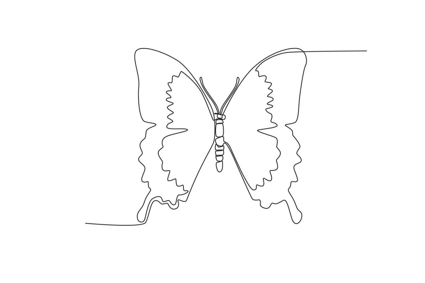 A single continuous line drawing of an butterfly for the farm's logo identity.  Single line drawing graphic design vector illustration