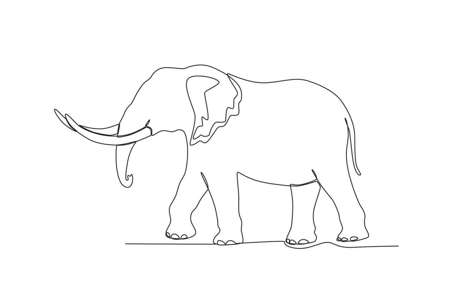 Single one line drawing of a elephant. Continuous line draw design graphic vector illustration.