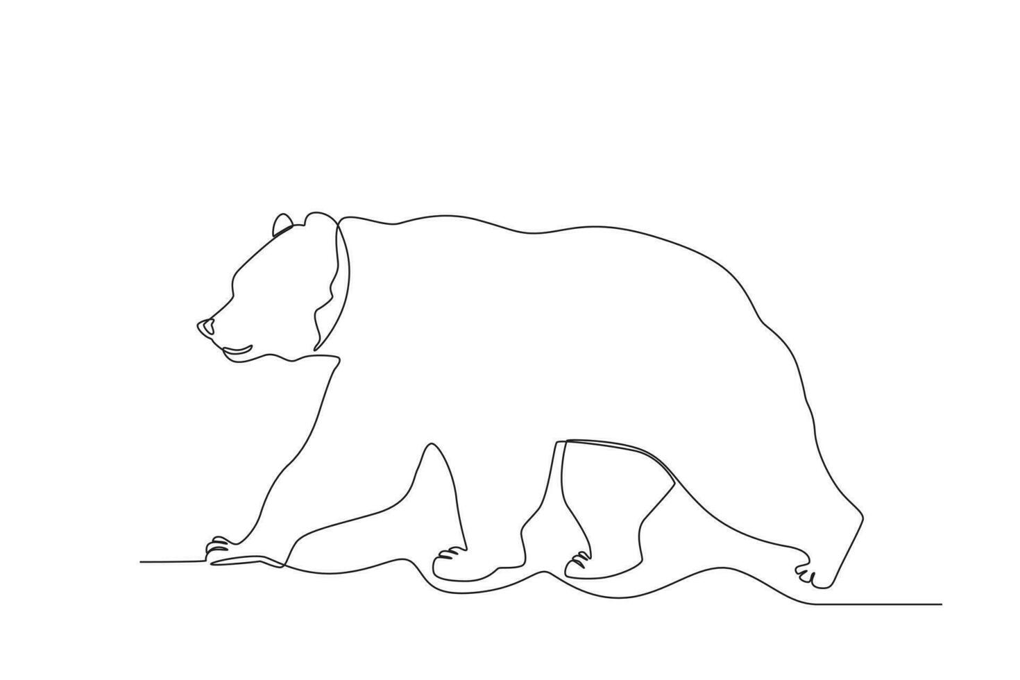 Single one line drawing of a bear. Continuous line draw design graphic vector illustration.