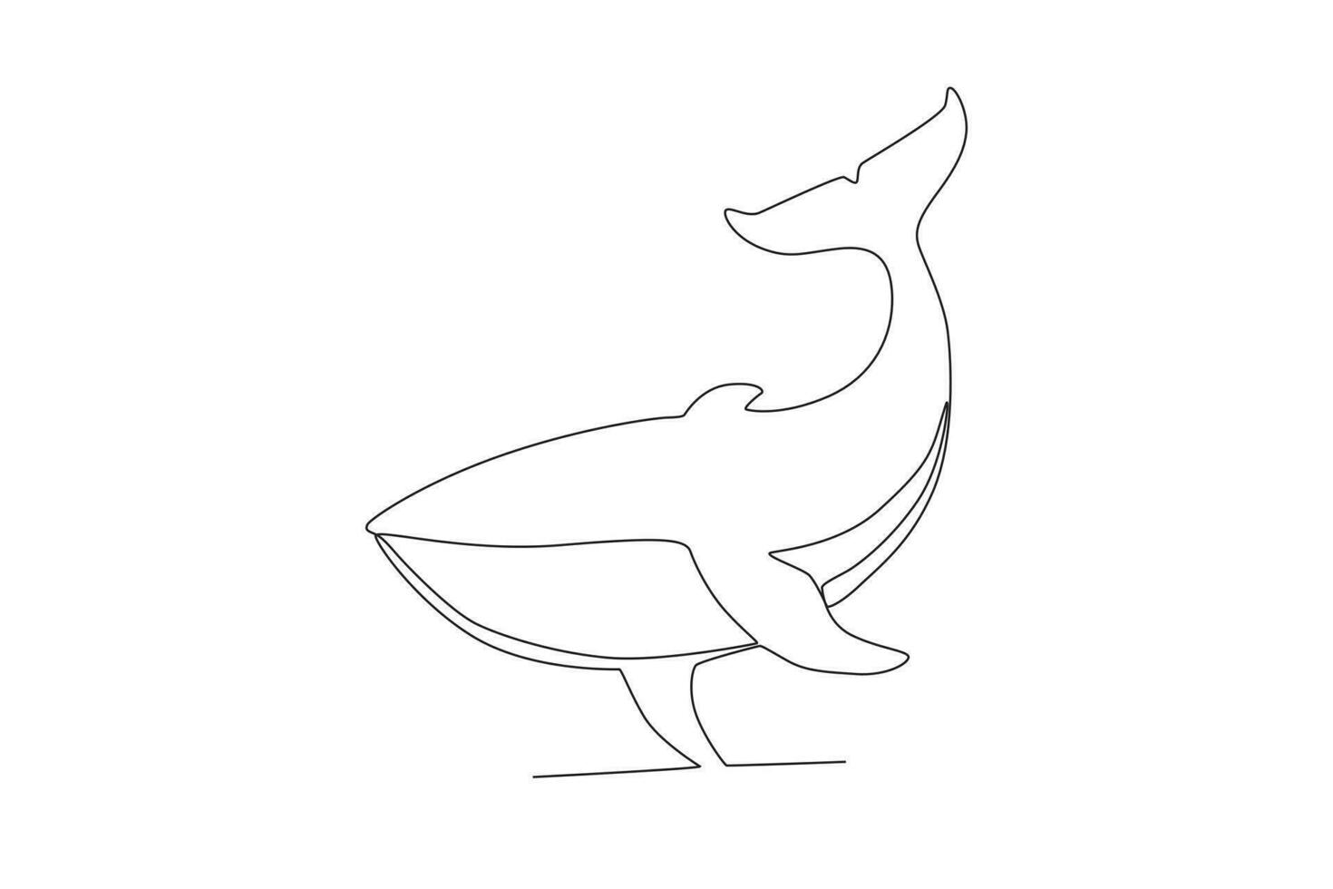 Single one line drawing of a whale. Continuous line draw design graphic vector illustration.