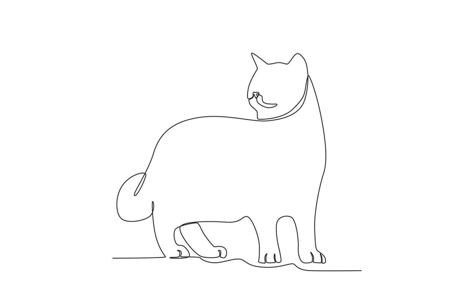 Single one line drawing of a cat. Continuous line draw design graphic vector illustration.