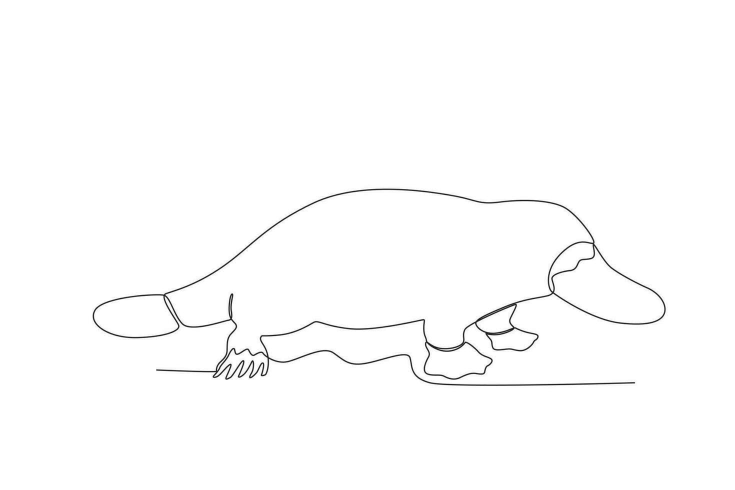 Single one line drawing of a platypus. Continuous line draw design graphic vector illustration.