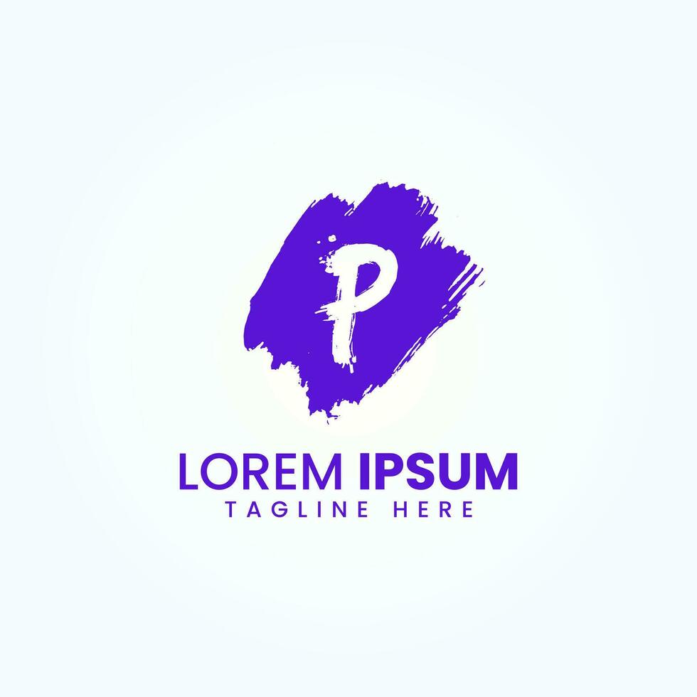 Abstract Letter P Grunge brush logo design vector template