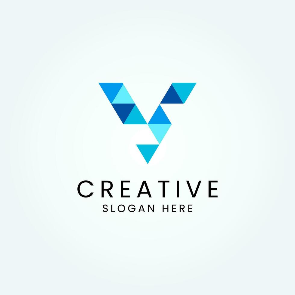 Abstract V letter digital tech logo Vector Image
