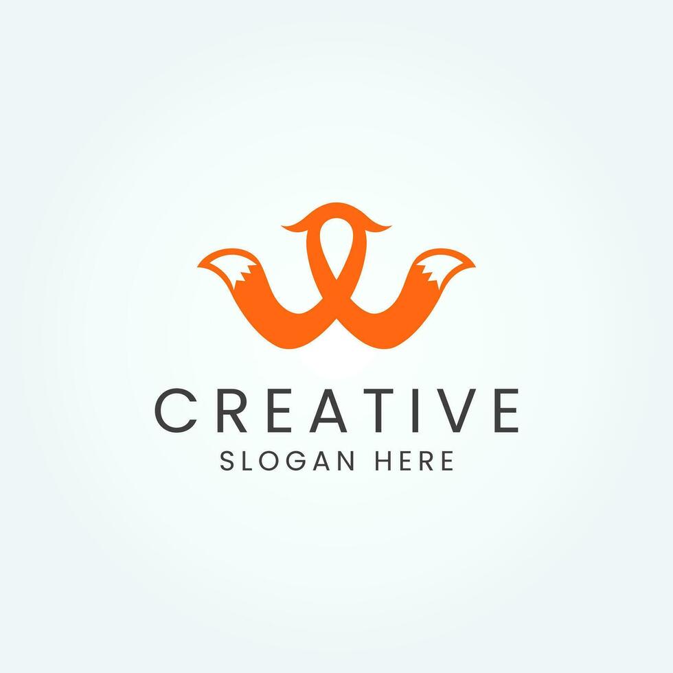 Creative Letter W Fox Logo Vector Image