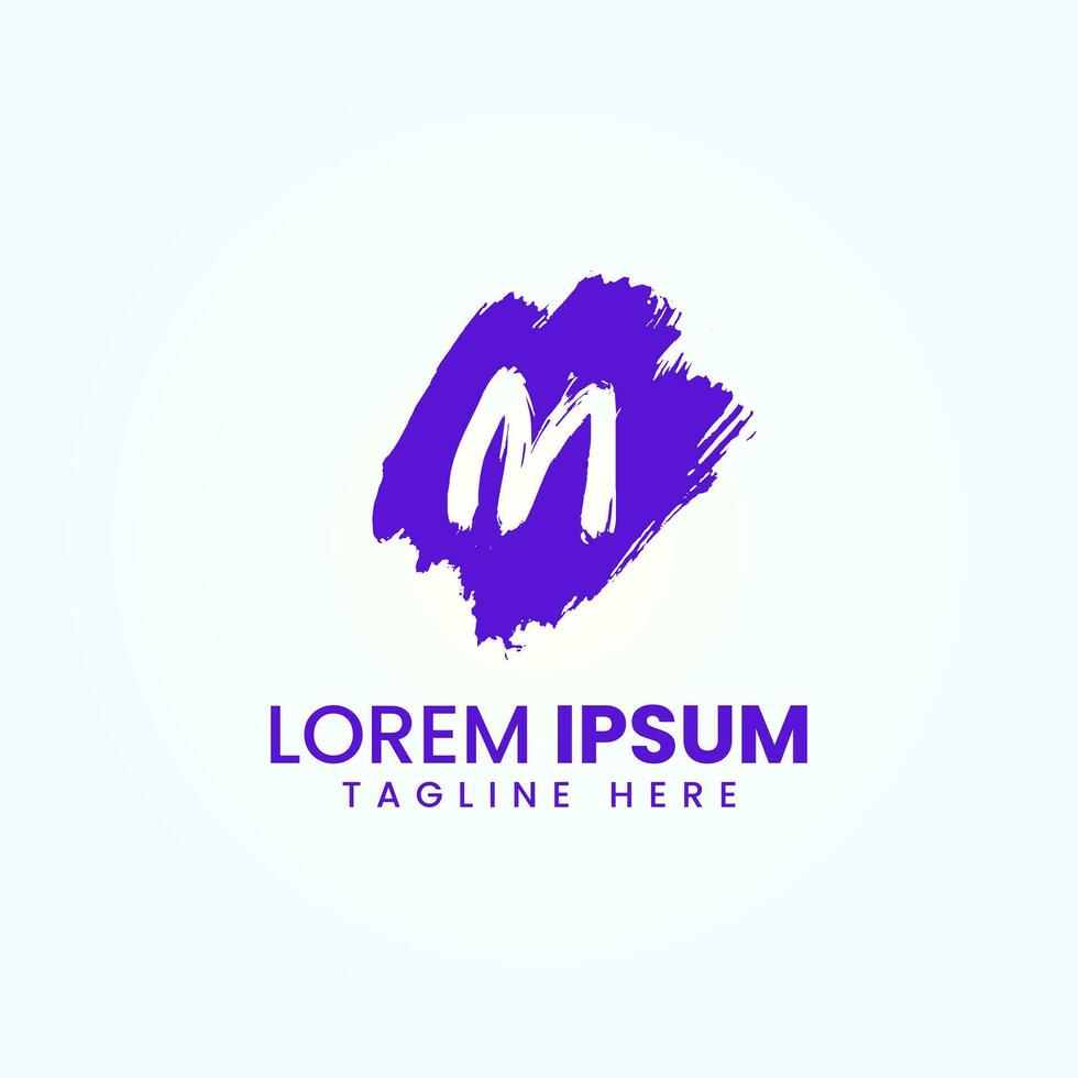 Abstract Letter M Grunge brush logo design vector template