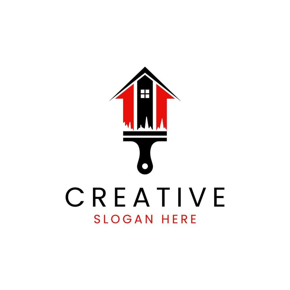 Modern House Painting Logo Design Vector Template