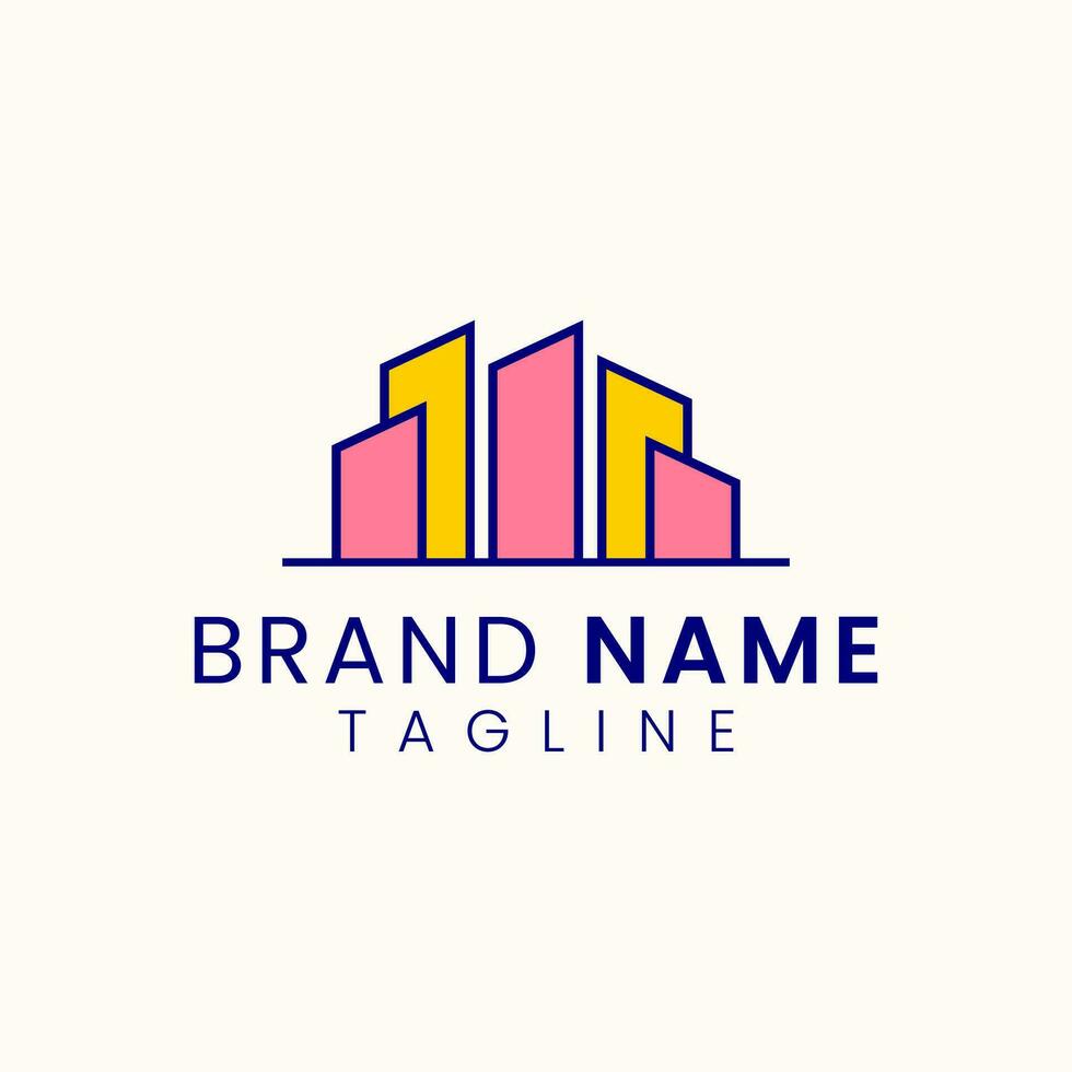 Modern tower building logo design vector image