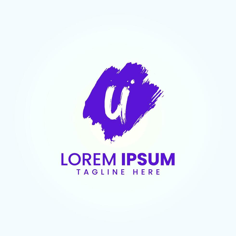 Abstract Letter U Grunge brush logo design vector template
