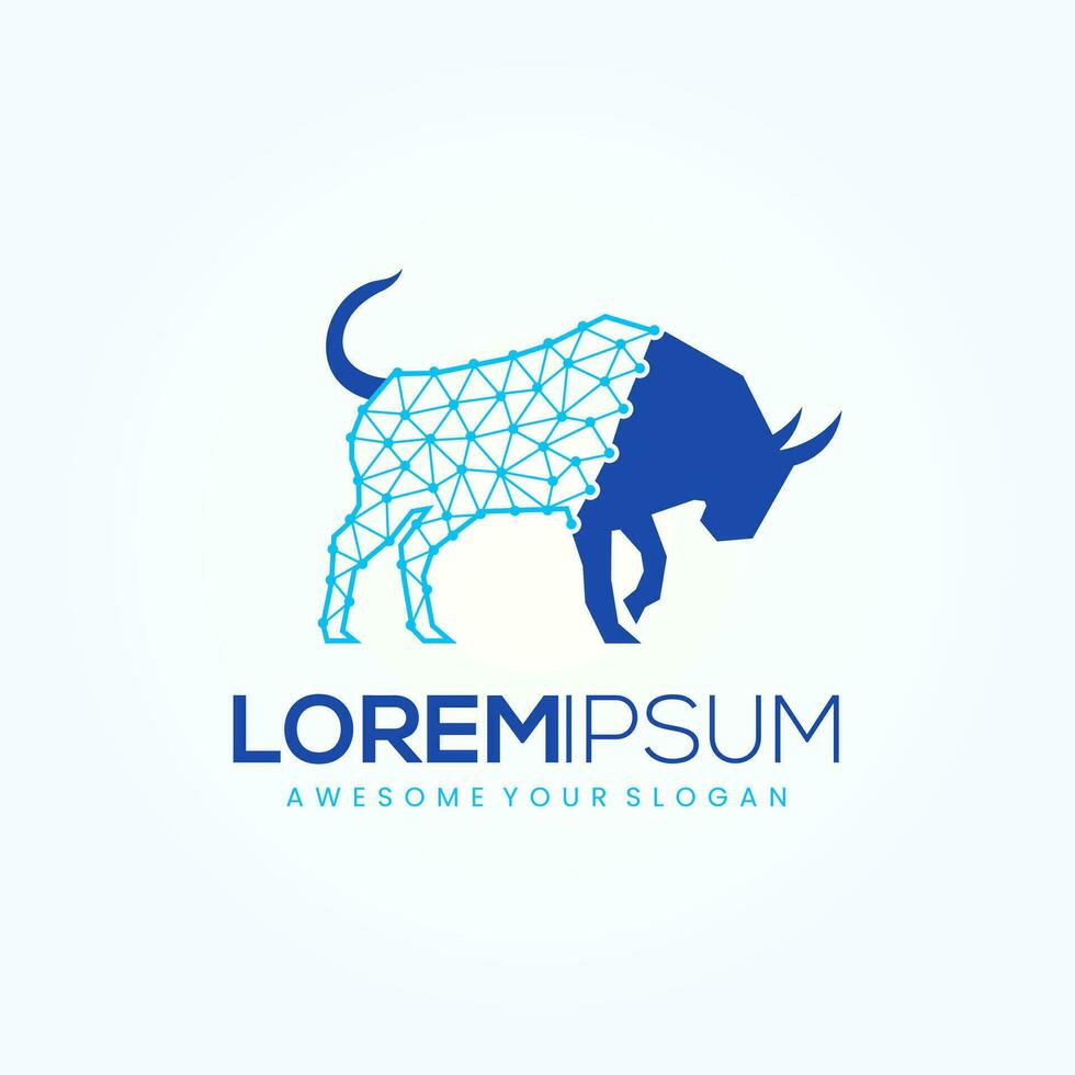 Modern Bull technology logo design template vector