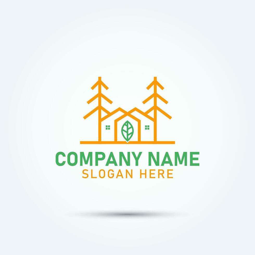 Green farm house vintage logo design vector template