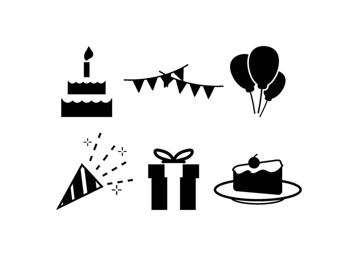 cumpleaños fiesta icono silueta diseño modelo aislado vector