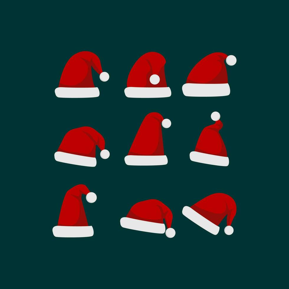 Santa Claus Hat Illustration Set Element vector