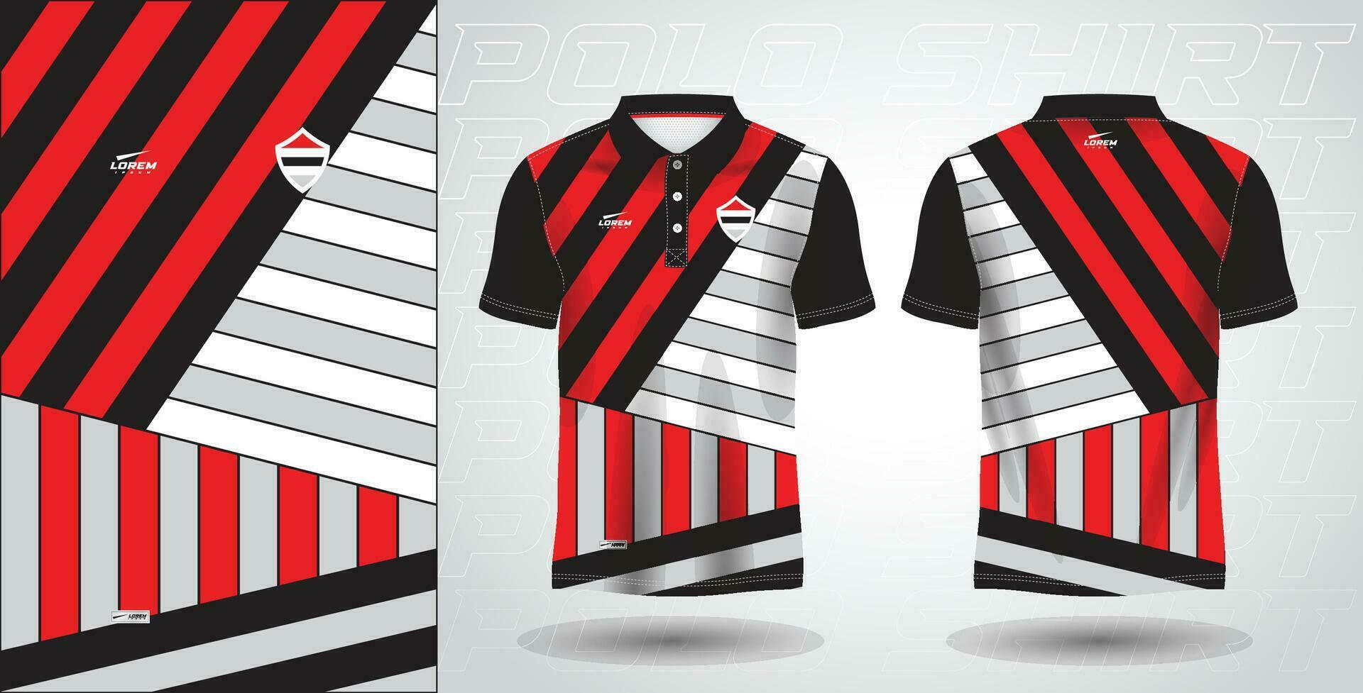 negro rojo polo camisa deporte sublimación jersey modelo vector