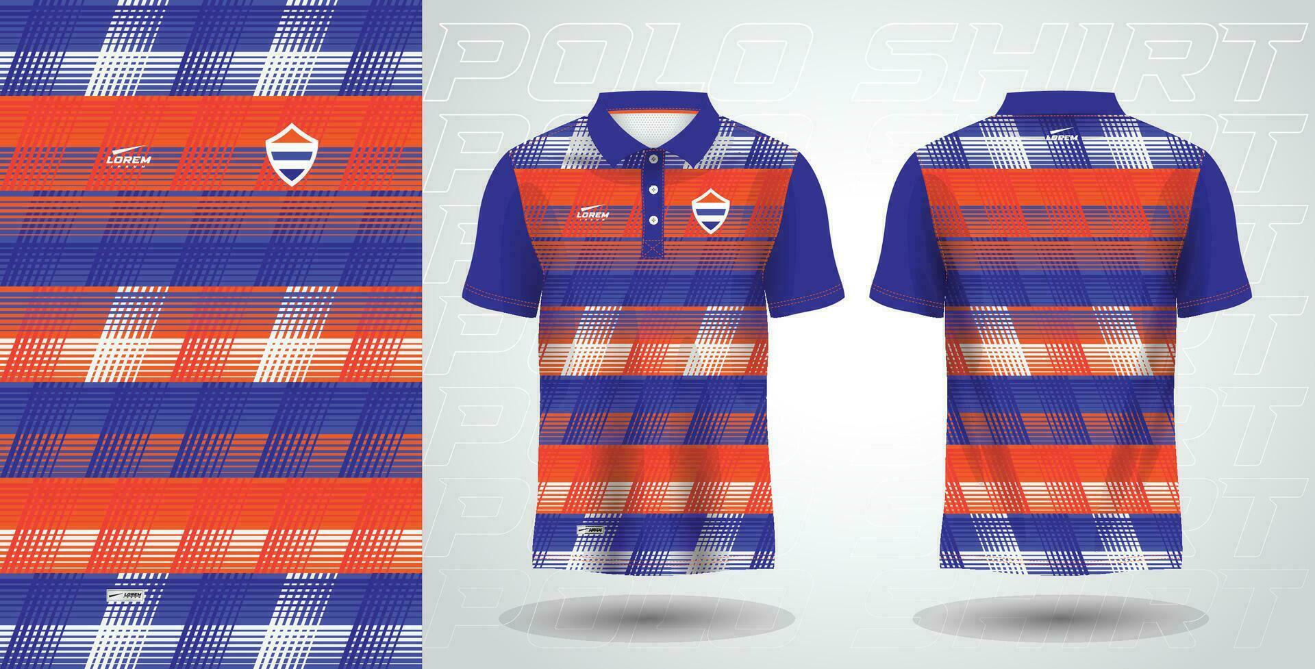 blue red polo shirt sport sublimation jersey template vector