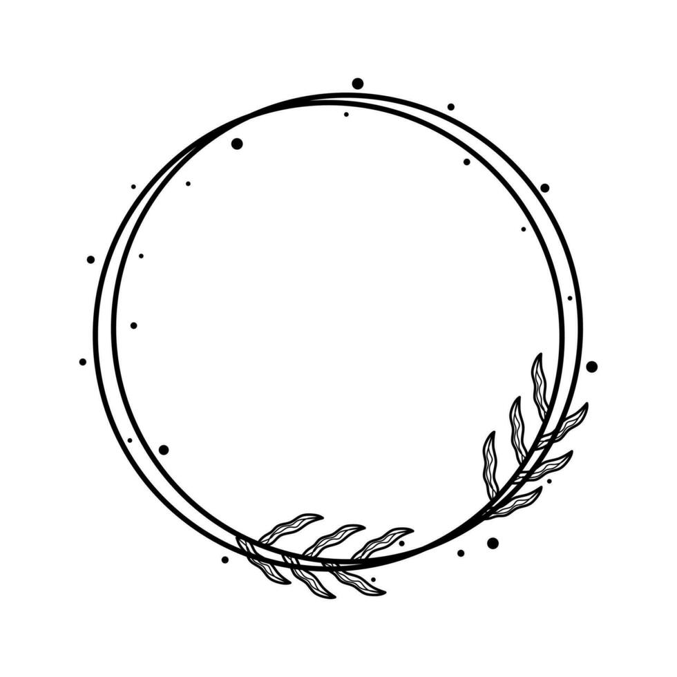Circle Floral Frame Line Art Illustration Free Vector Element