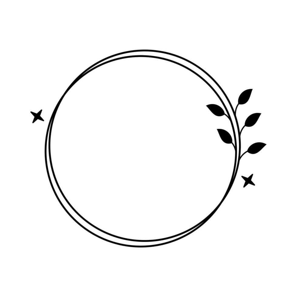 Circle Floral Frame Line Art Illustration Free Vector Element