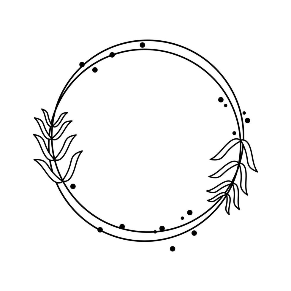 Circle Floral Frame Line Art Illustration Free Vector Element