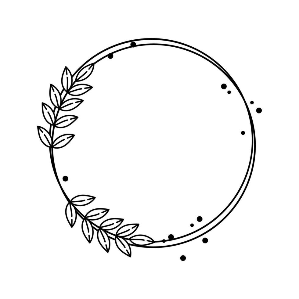 Circle Floral Frame Line Art Illustration Free Vector Element