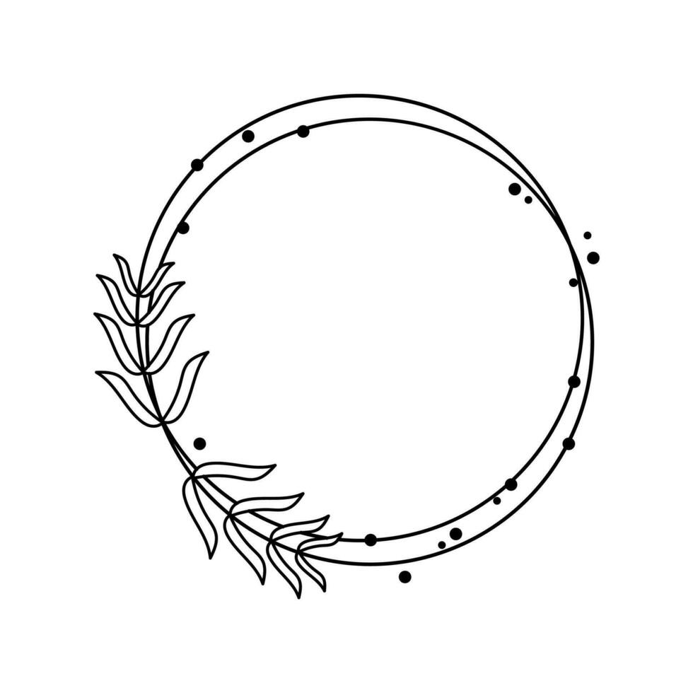 Circle Floral Frame Line Art Illustration Free Vector Element