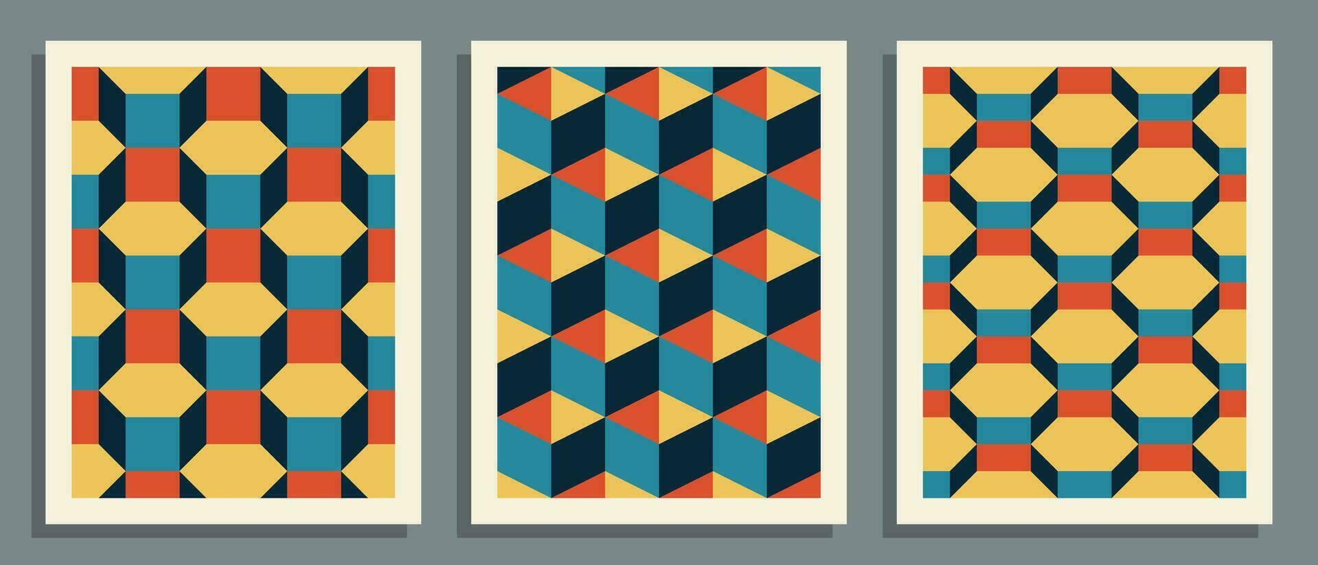 Abstract posters set. Geometric cover, background. Vector illustration.