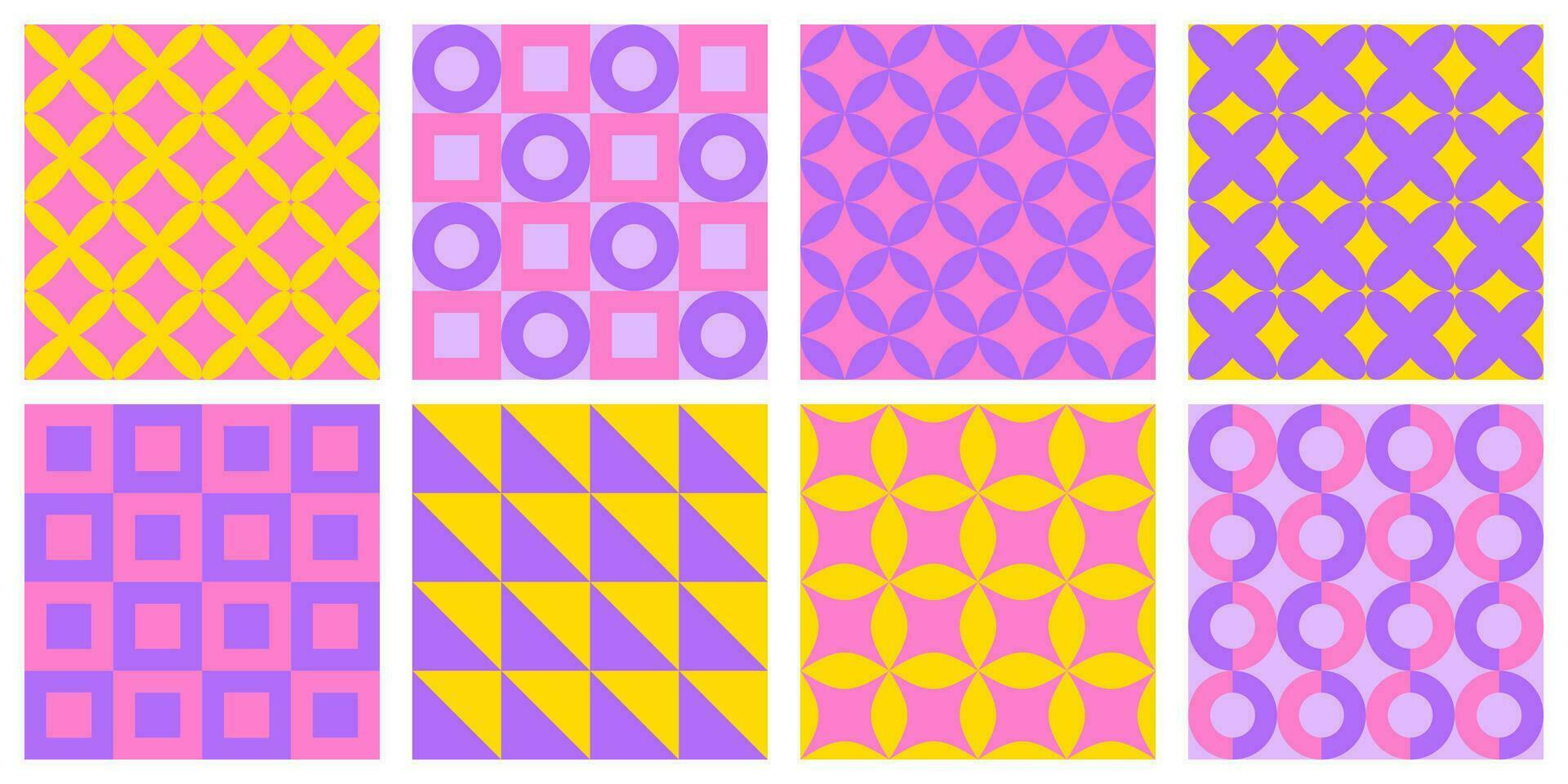 conjunto de sin costura patrones con resumen geométrico formas vistoso vector antecedentes y cubre modelo.