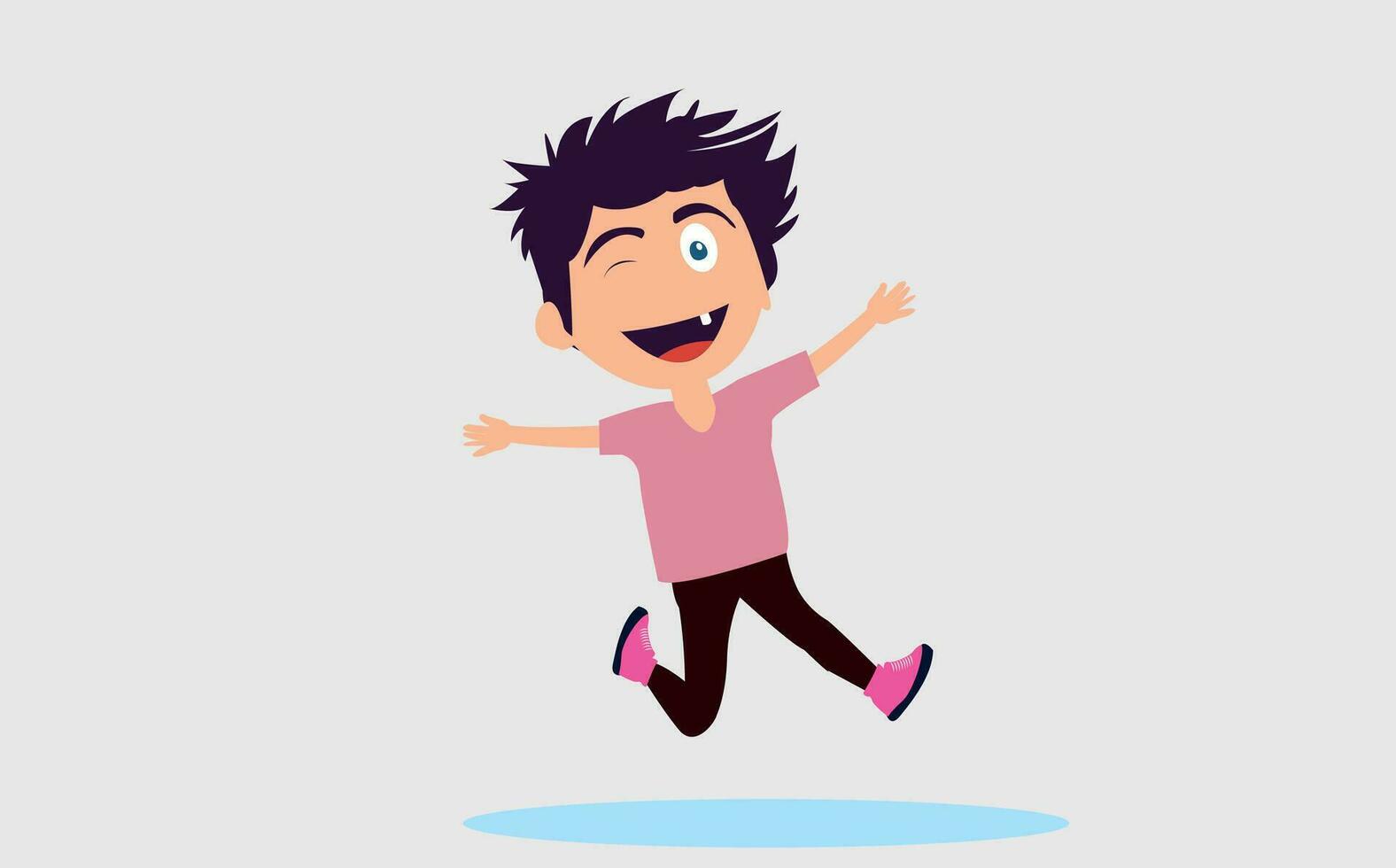 vector happy boy jumping cartoon character