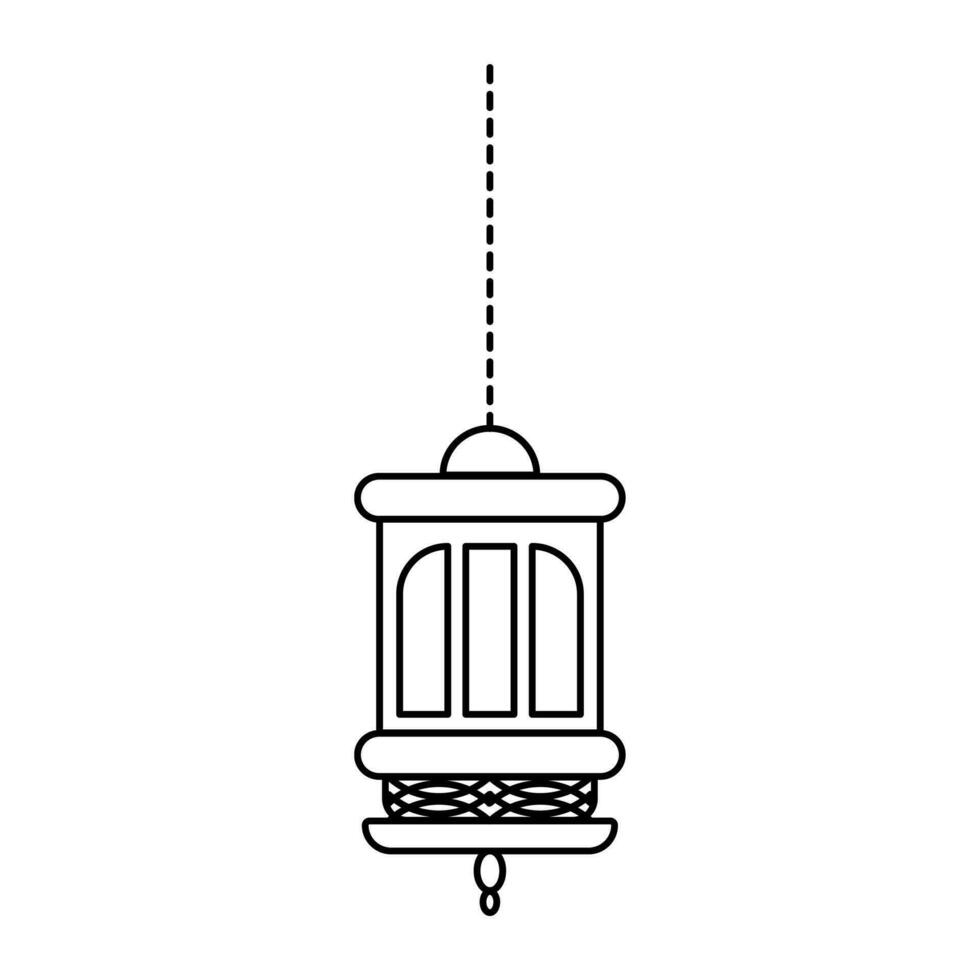 Islamic Lantern Line Outline Vector , Modern Lantern for Decoration Celebration .