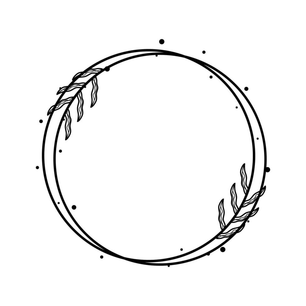 Circle Floral Frame Line Art Illustration Free Vector Element