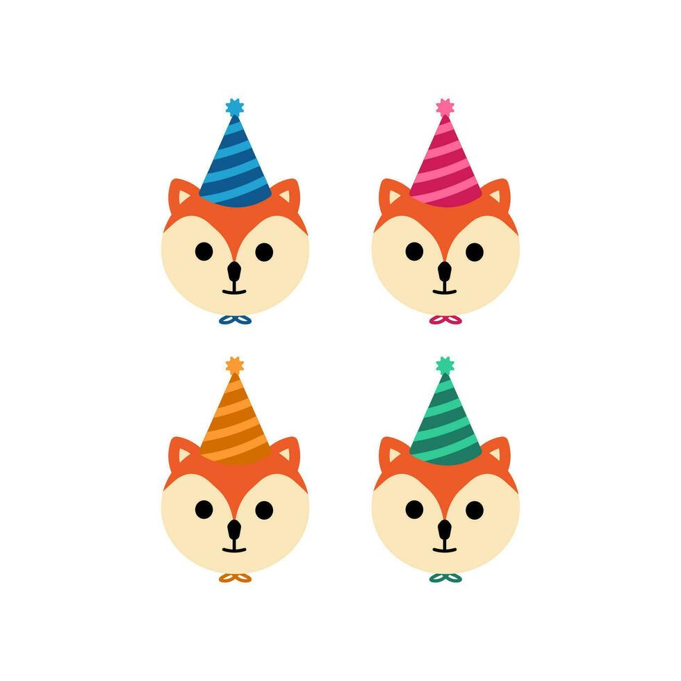 Cute Fox Birthday Party Illustration Free Vector