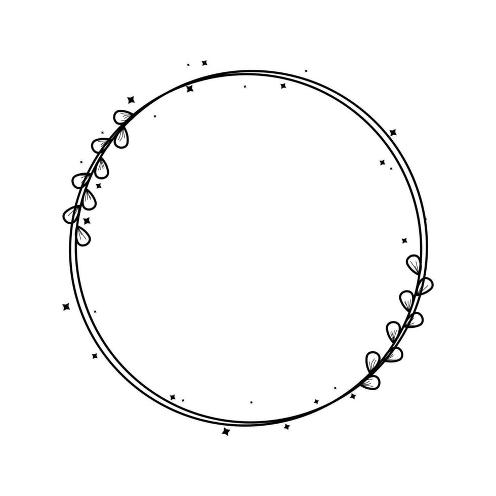 Circle Floral Frame Line Art Illustration Free Vector Element