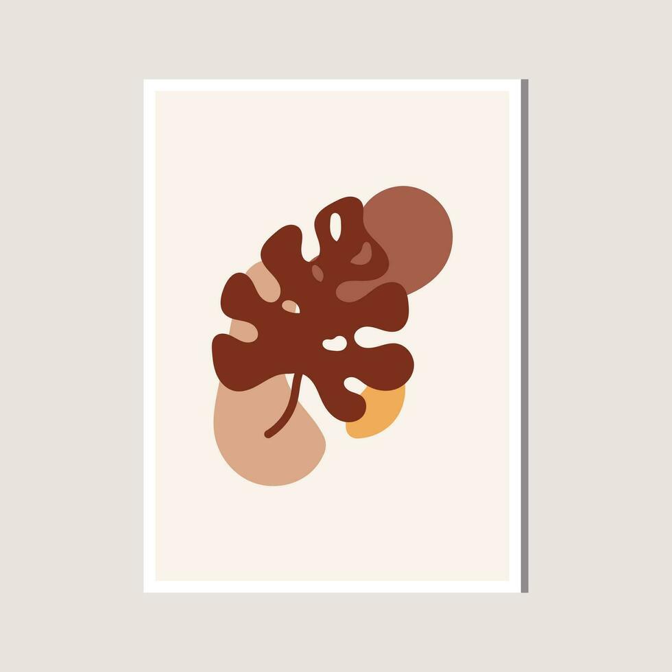 Aesthetic Leaf with Abstract Shape , Boho , Canvas , decoration vector