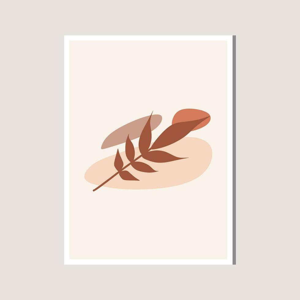 Aesthetic Leaf with Abstract Shape , Boho , Canvas , decoration vector