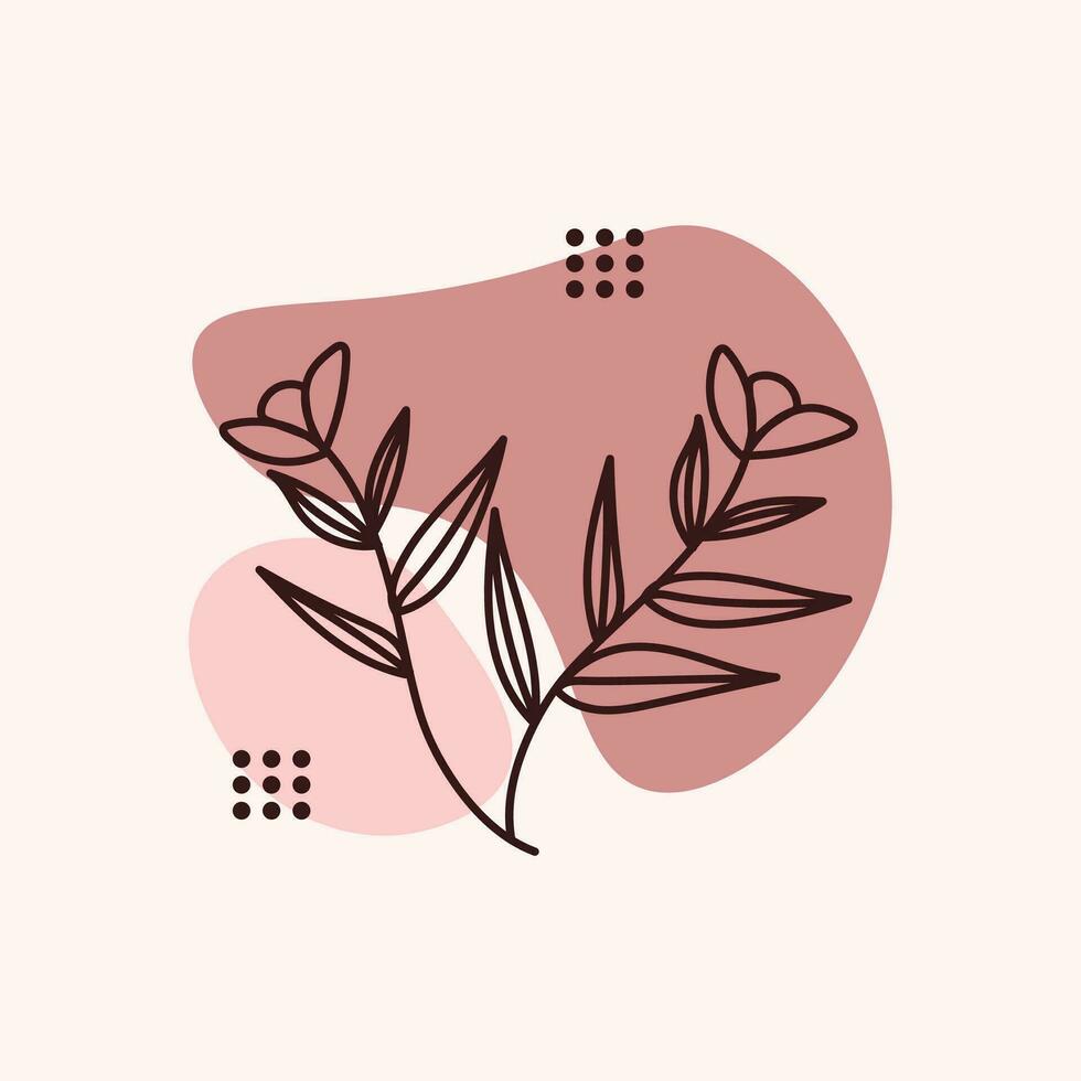 Aesthetic Plant Flower Line Art Illustration Free Vector Element Template