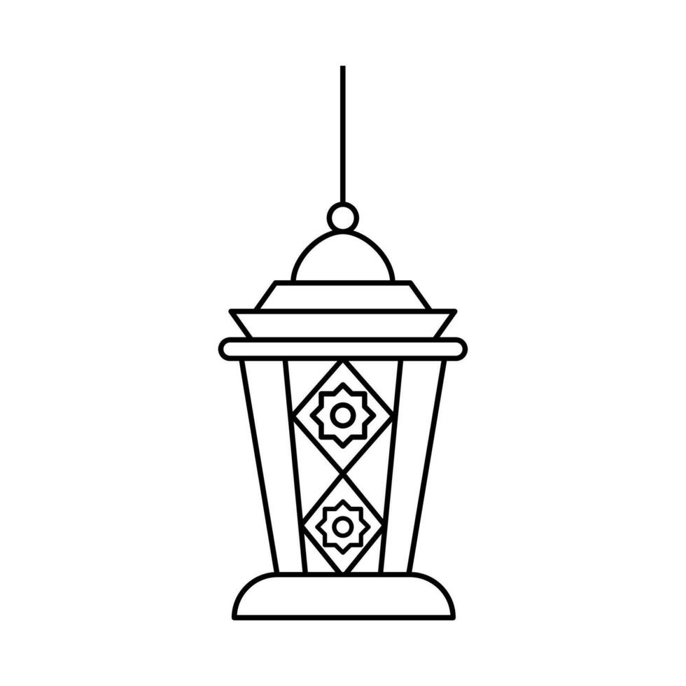 Islamic Lantern Line Outline Vector , Modern Lantern for Decoration Celebration .