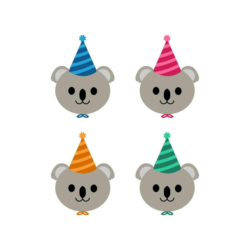 Cute Koala Birthday Party Illustration Free Vector