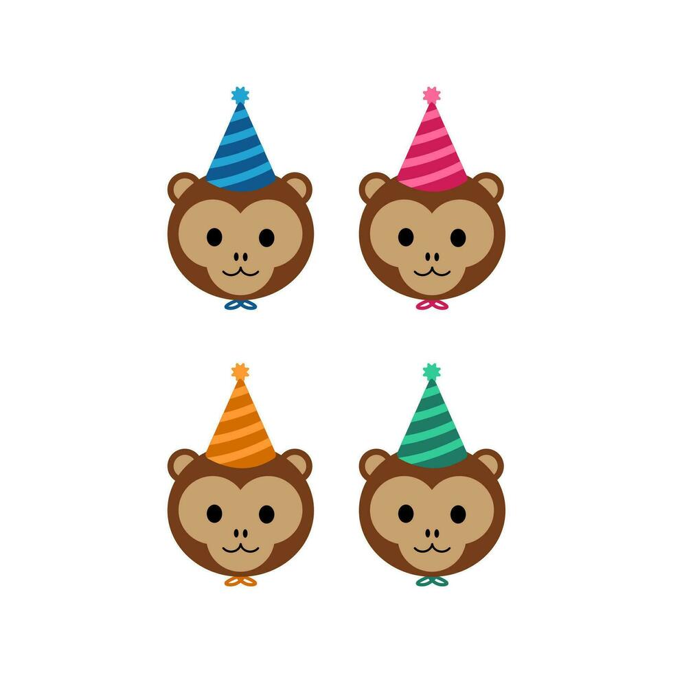Cute Monkey Birthday Party Illustration Free Vector
