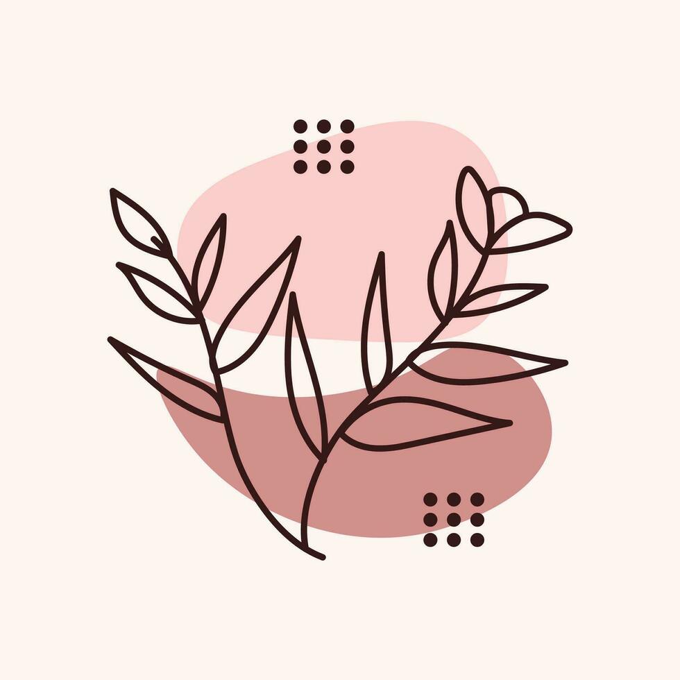 Aesthetic Plant Flower Line Art Illustration Free Vector Element Template