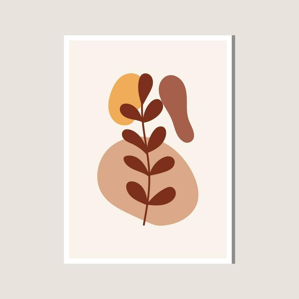 Aesthetic Leaf with Abstract Shape , Boho , Canvas , decoration vector
