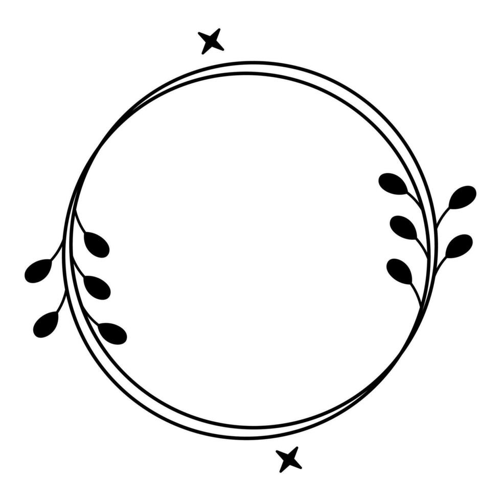 Circle Floral Frame Line Art Illustration Free Vector Element