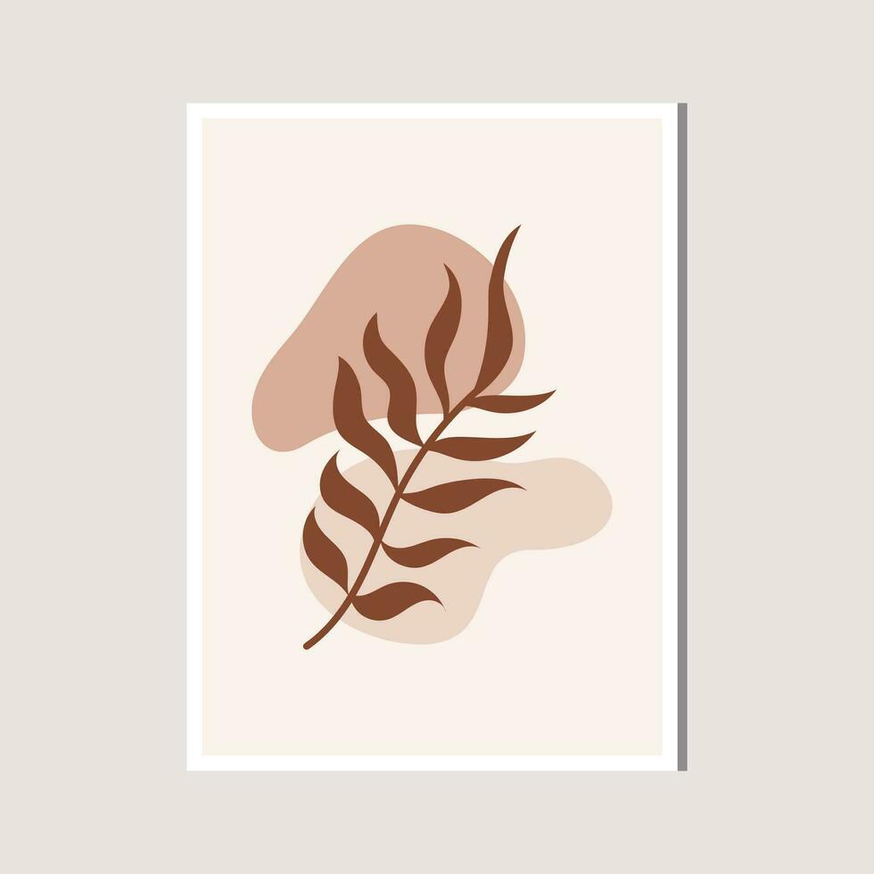 Aesthetic Leaf with Abstract Shape , Boho , Canvas , decoration vector