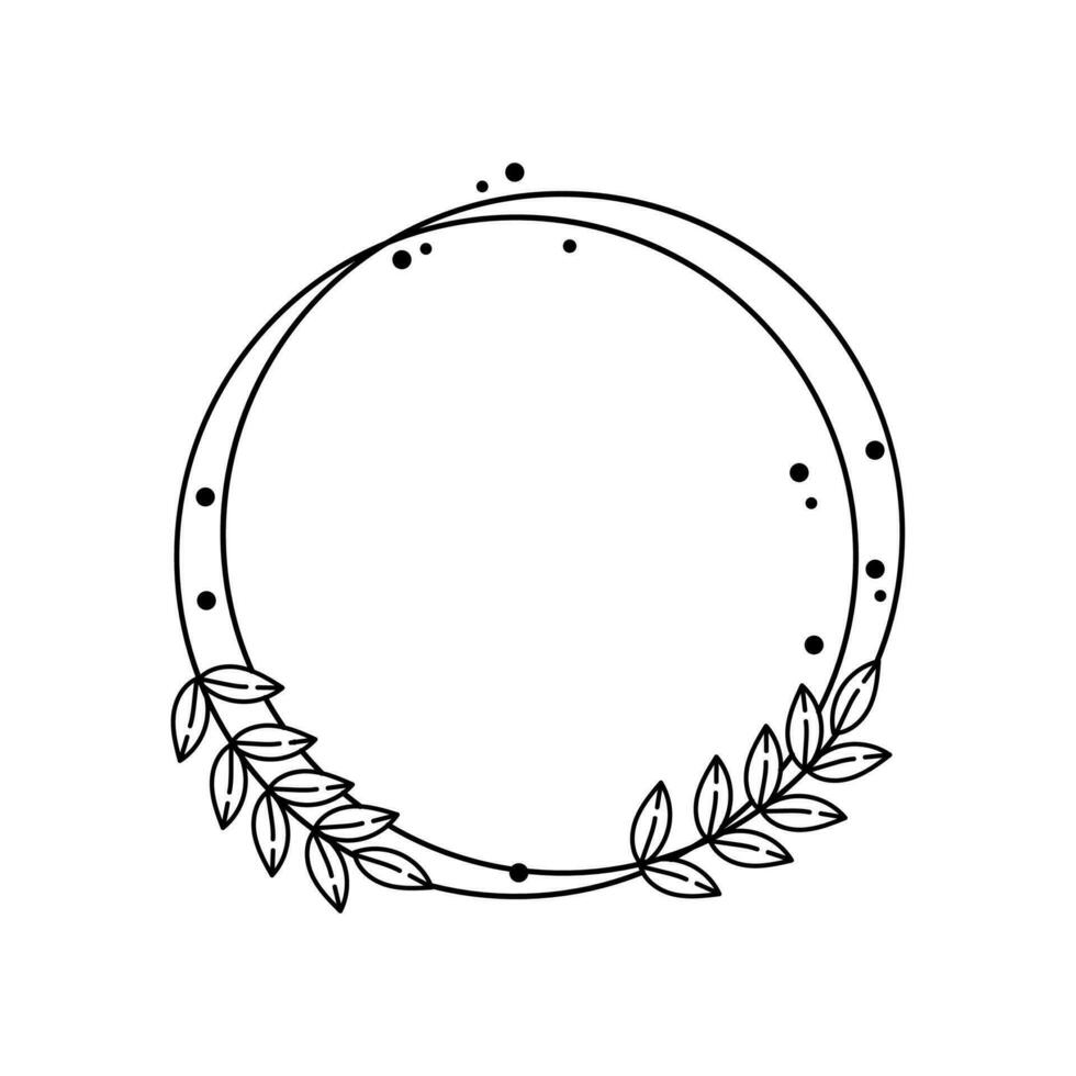 Circle Floral Frame Line Art Illustration Free Vector Element