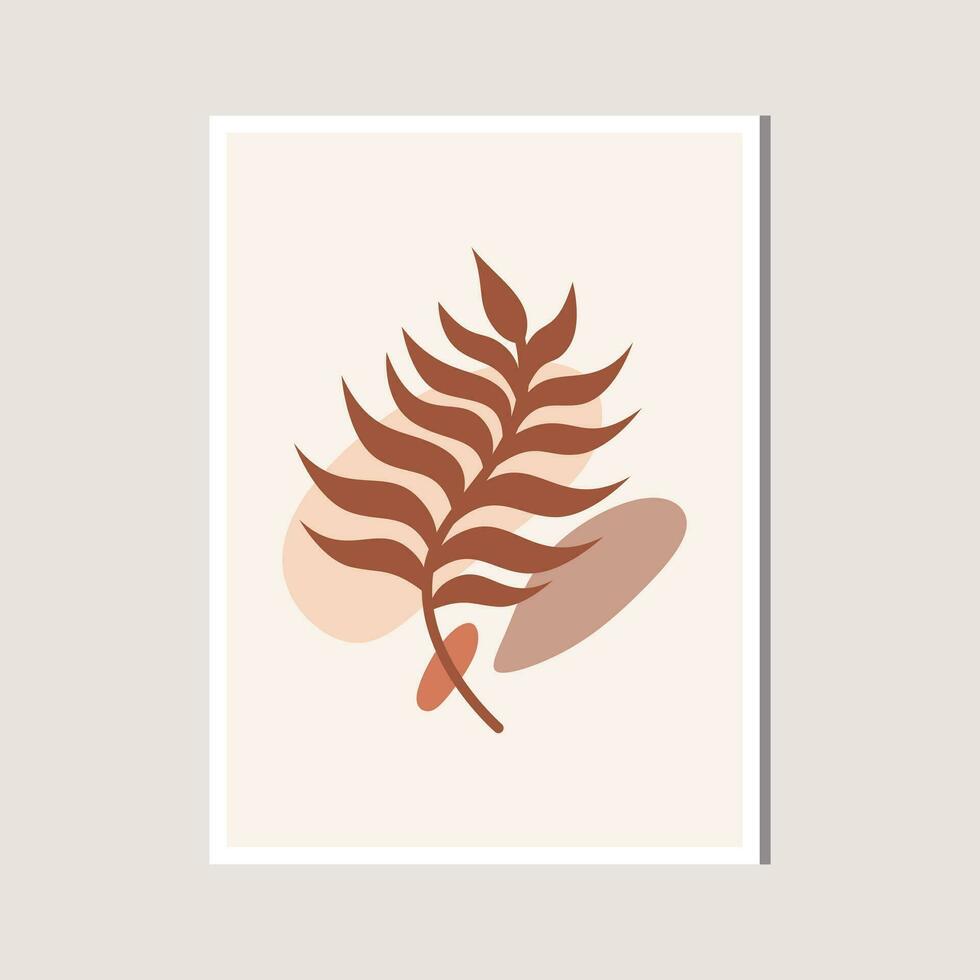 Aesthetic Leaf with Abstract Shape , Boho , Canvas , decoration vector