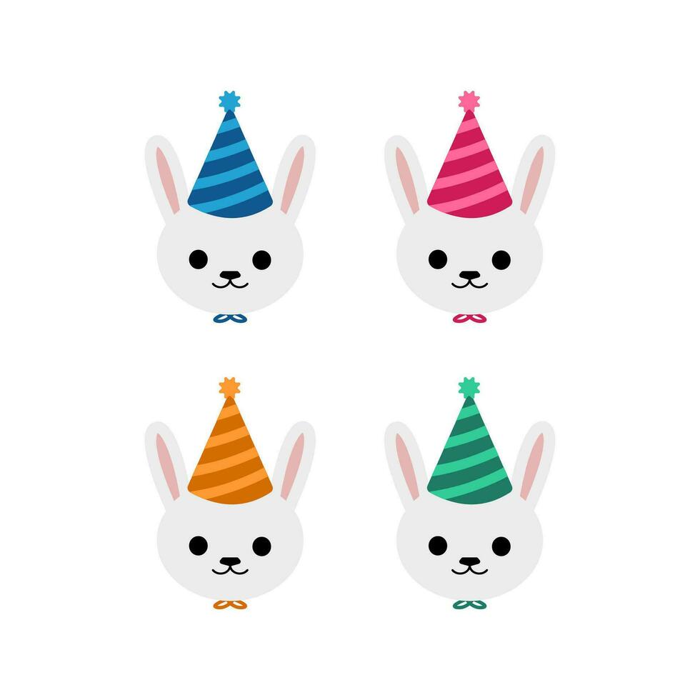 Cute Rabbit Birthday Party Illustration Free Vector