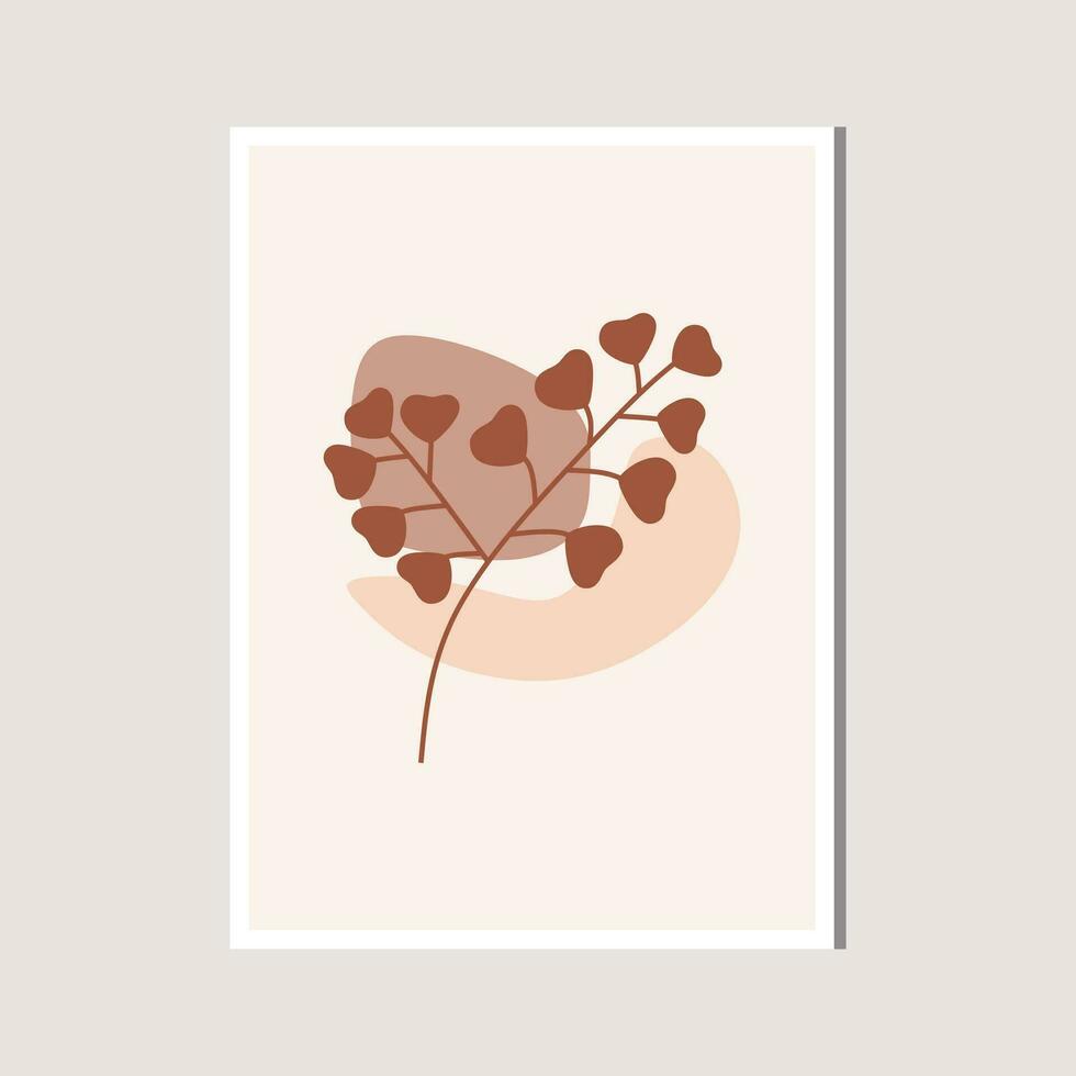 Aesthetic Leaf with Abstract Shape , Boho , Canvas , decoration vector