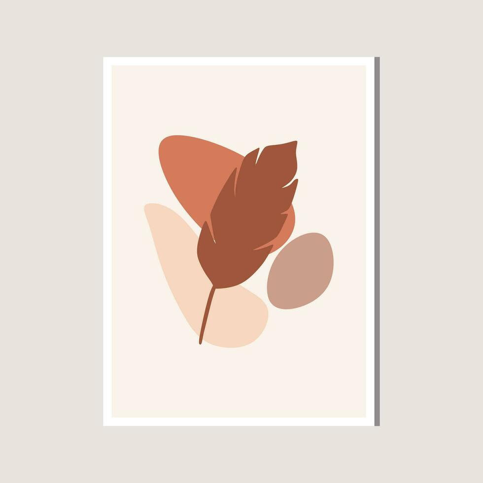 Aesthetic Leaf with Abstract Shape , Boho , Canvas , decoration vector