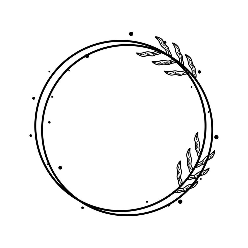 Circle Floral Frame Line Art Illustration Free Vector Element