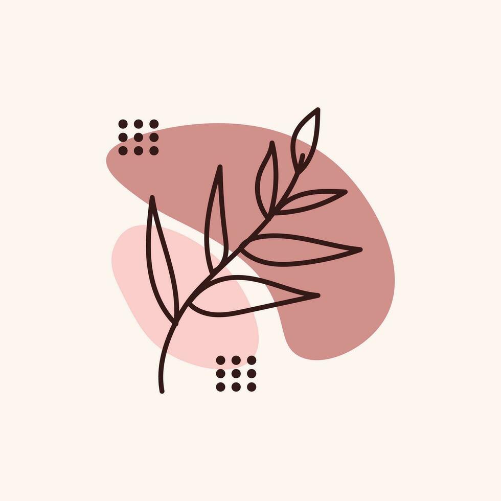 Aesthetic Plant Flower Line Art Illustration Free Vector Element Template
